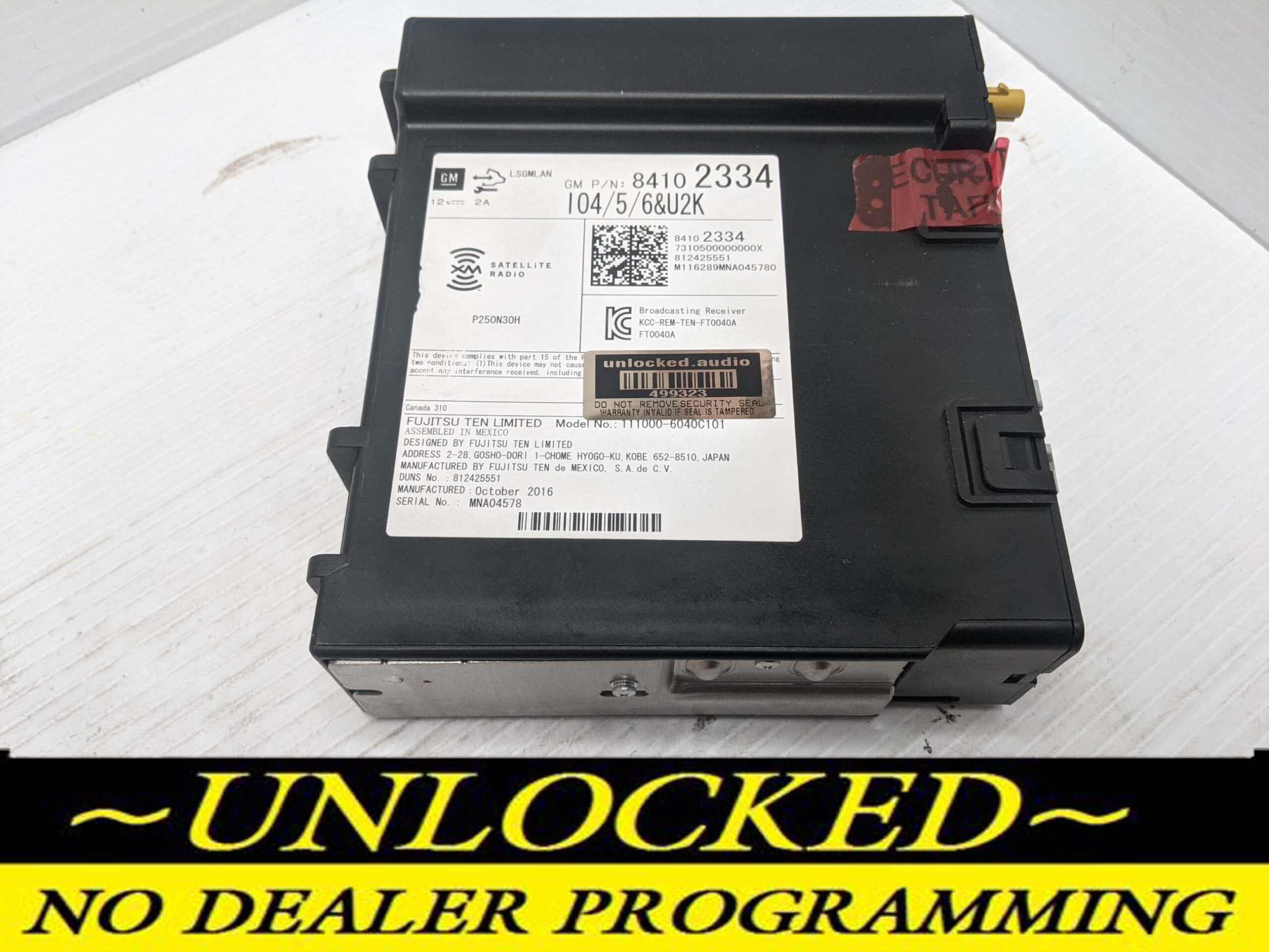UNLOCKED 2017 CHEVY VOLT OEM RADIO 84102334 IO4/5/6 w/U2K