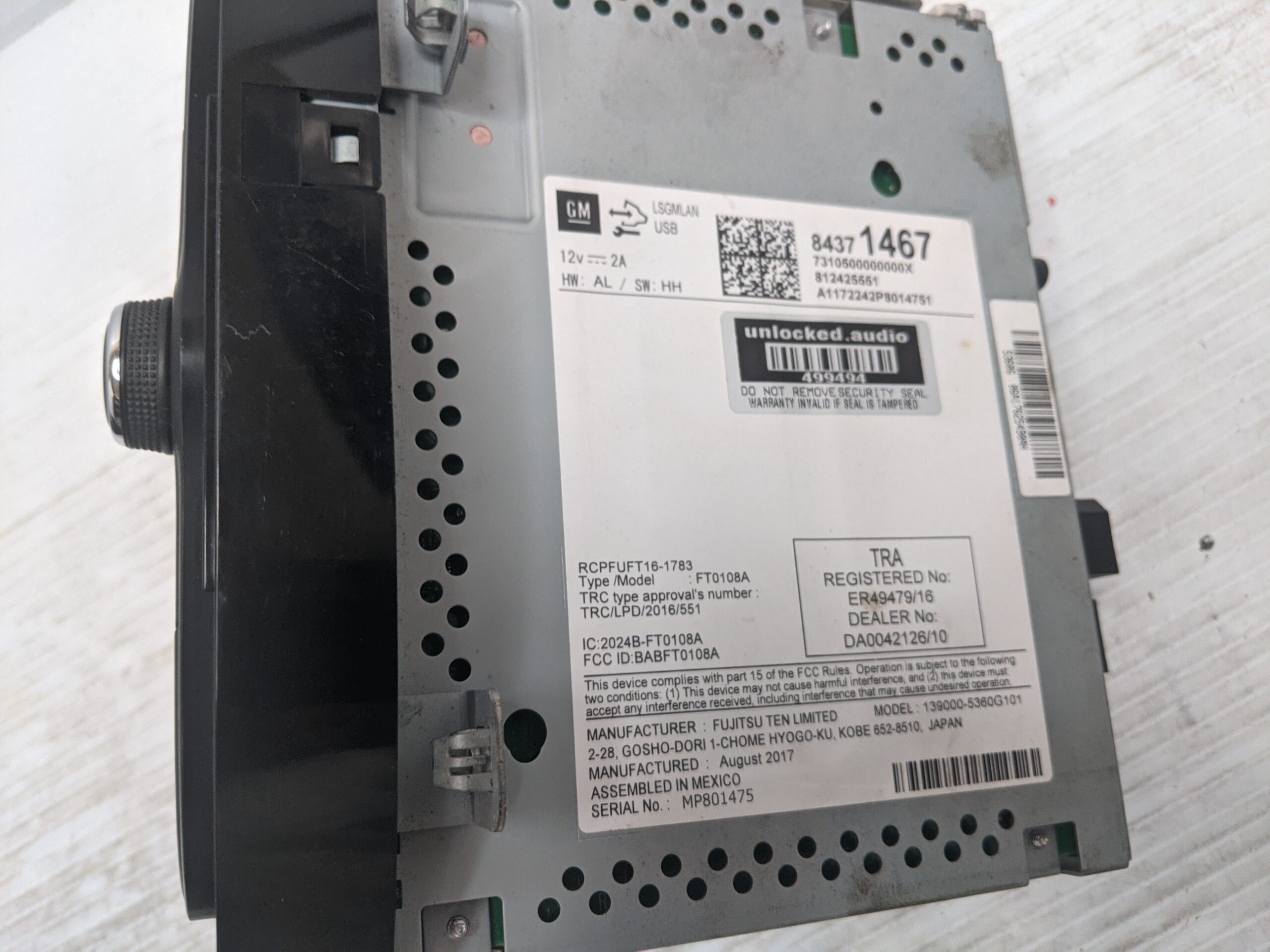 UNLOCKED 2018 SONIC TRAX OEM RADIO 84371467 w/o U2K - Image 2