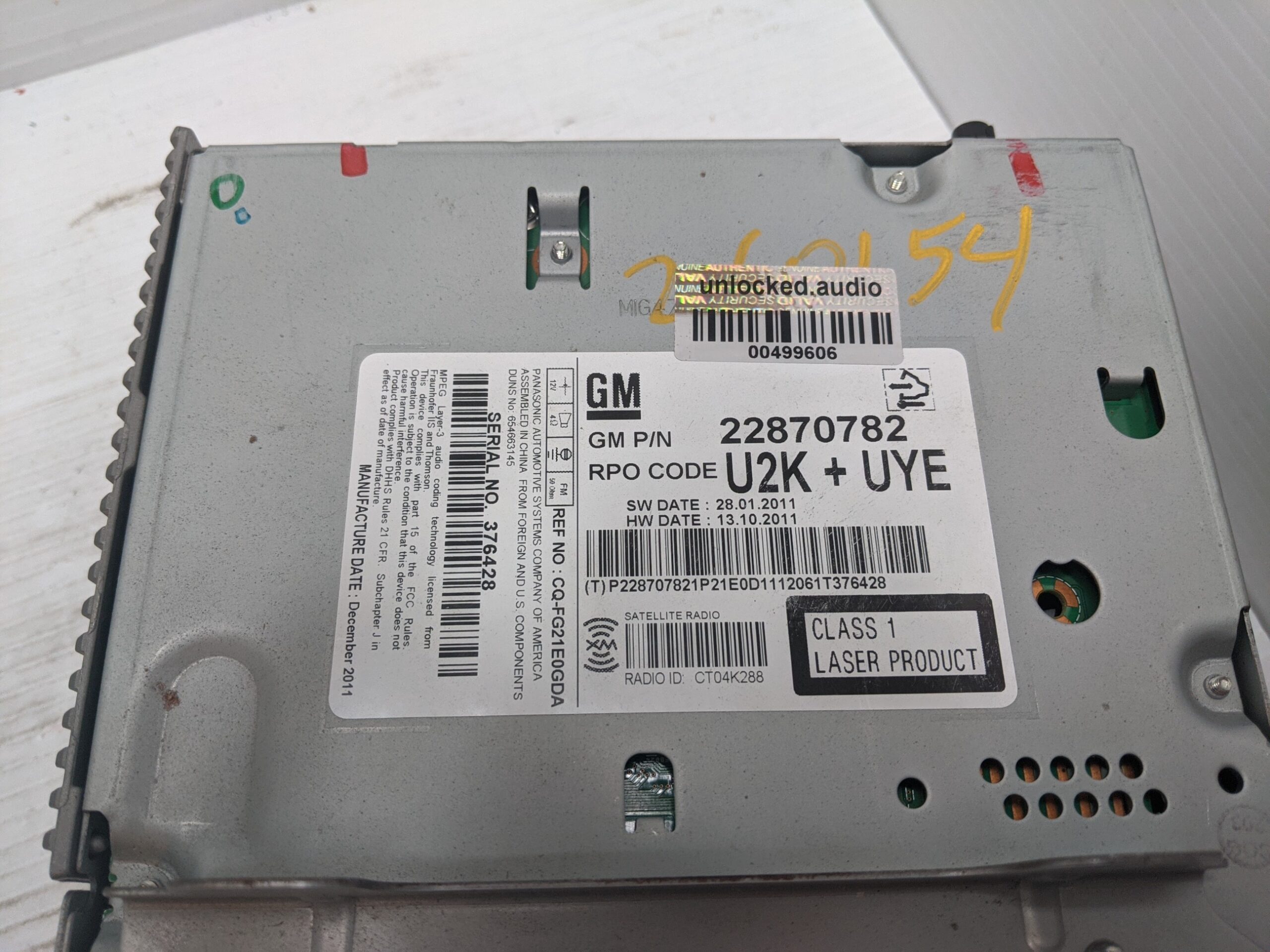 UNLOCKED 13-15 CRUZE EQUINOX CAMARO VERANO OEM RADIO 22870782 UYE w/sat - Image 2