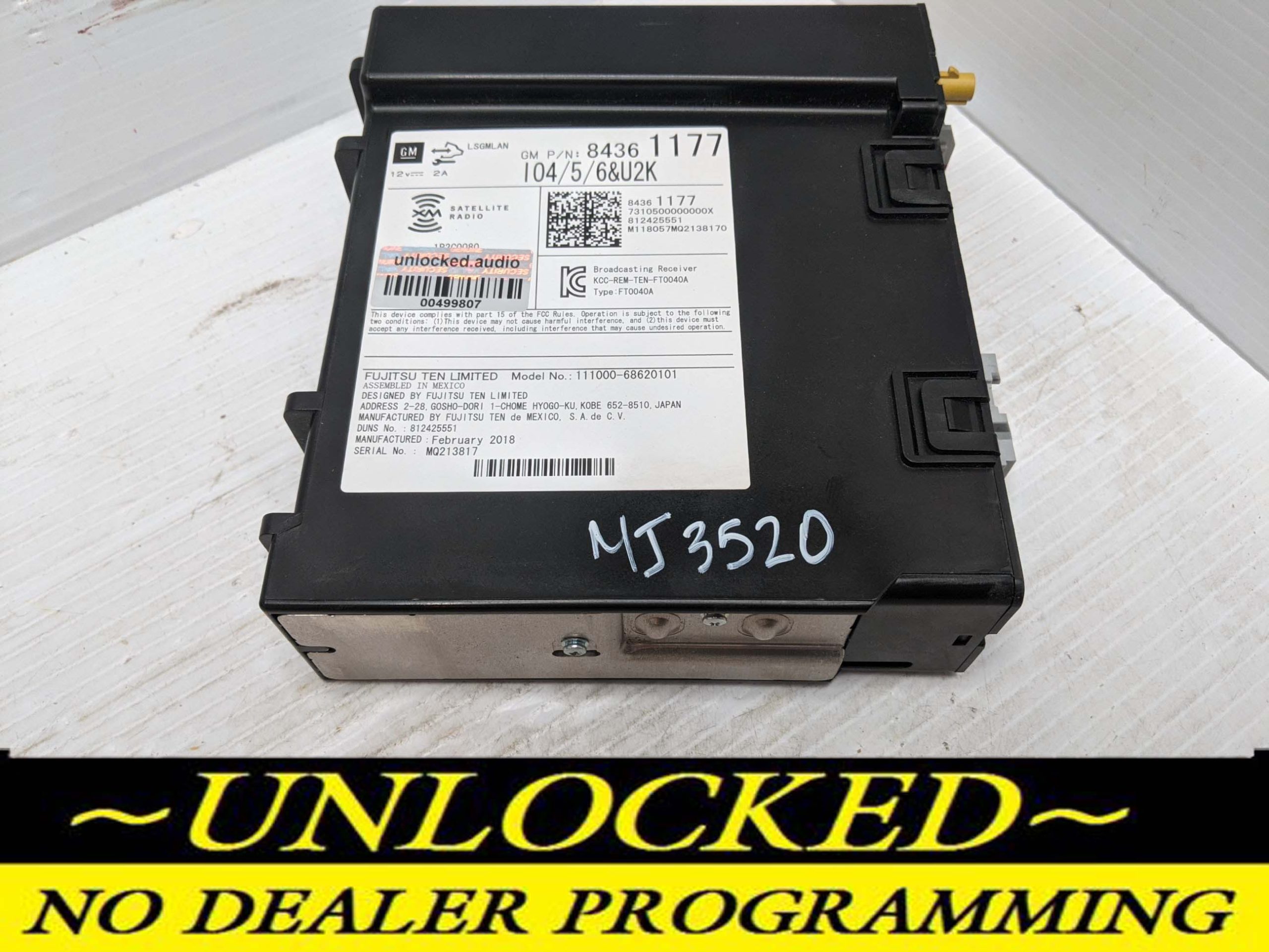 UNLOCKED 18-20 CHEVY BUICK GMC OEM RADIO 84361177 IO6 w/U2K
